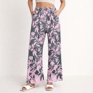 Pact 100% Organic Cotton Leaf Printed Wide Leg Pants